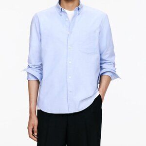 NEW Arket Light Blue Regular Fit Cotton Oxford Long Sleeve Button Shirt